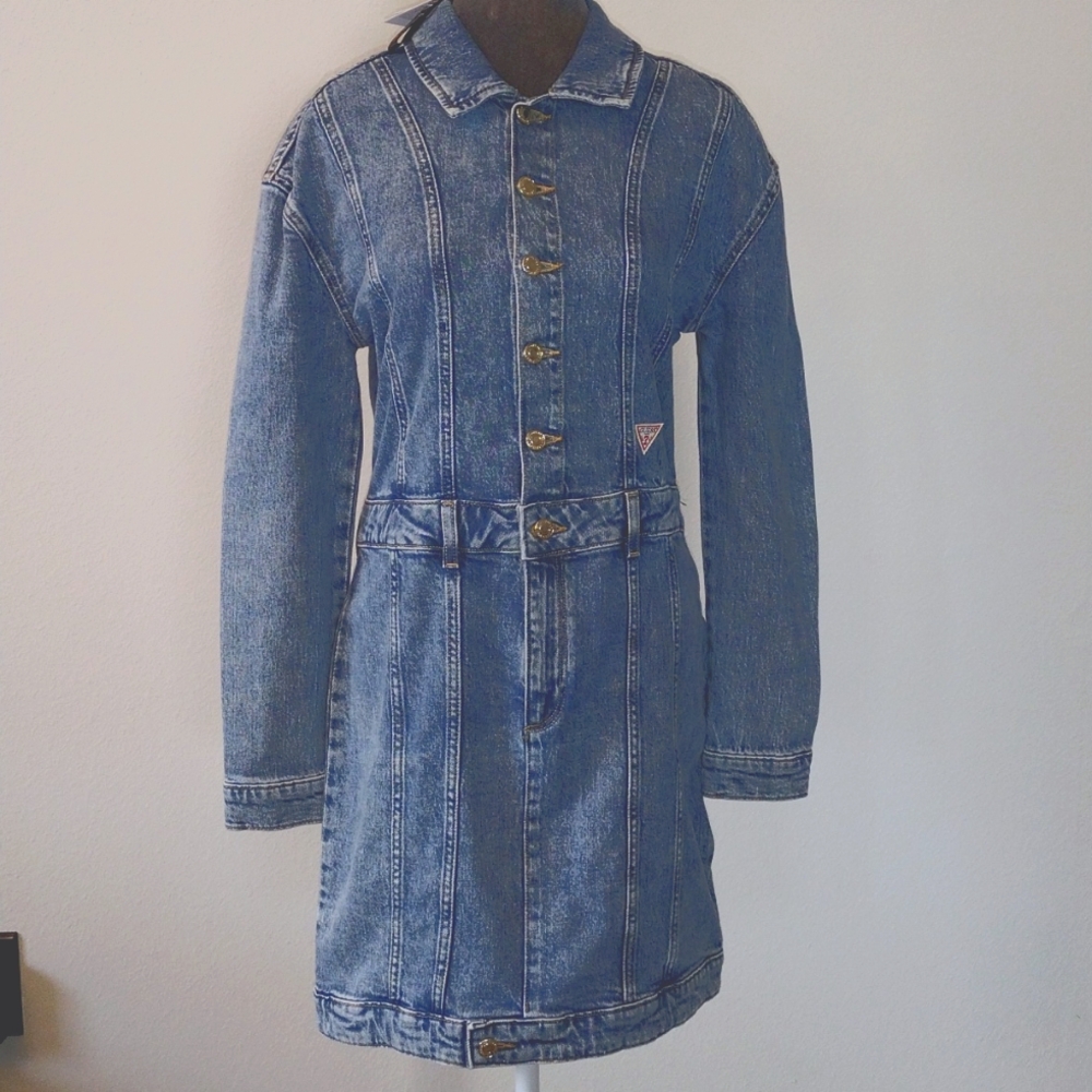 GUESS Girls' Eco Stretch Denim Dress Size 16 - Picture 2 of 16